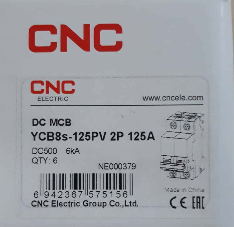 فیوز مینیاتوری 125 آمپر 2 پل DC برند CNC